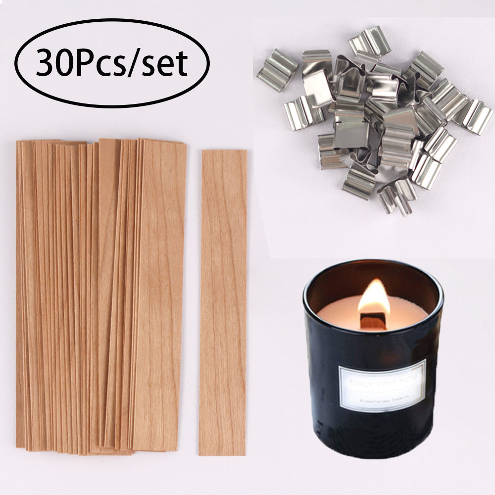 Candle Supplies Jars - 30-elementowy zestaw drewnianych knotów do świec