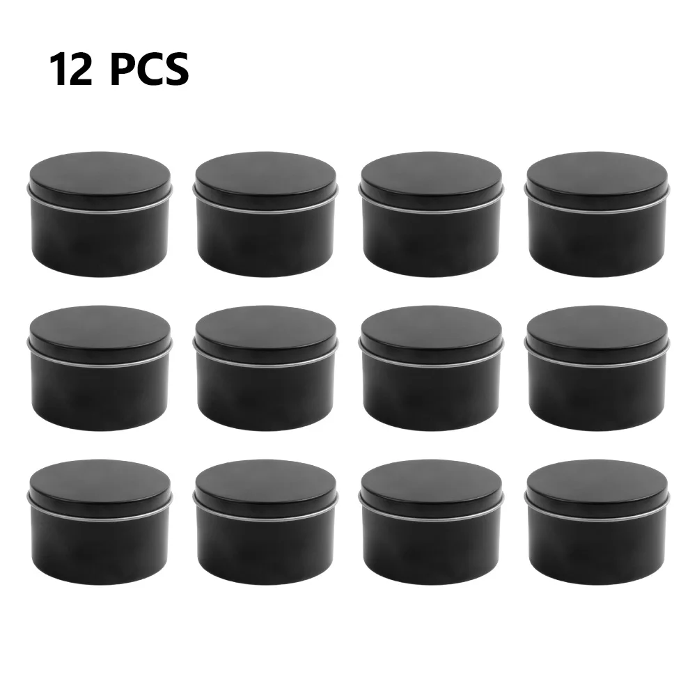 12/24Pcs Okrągłe metalowe blas – Black Tin Candle recenzja i cena